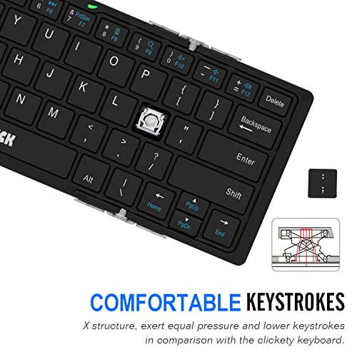 Arteck Folding Bluetooth Keyboard, Portable Mini Foldable Wireless Keyboard for iOS iPad 10.2-inch, Pro, Air, 9.7-inch, Mini, Android, MacOS, Windows Tablets Smartphone Built in Rechargeable Battery - Image 4