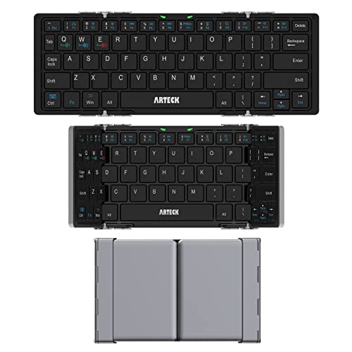 Arteck Folding Bluetooth Keyboard, Portable Mini Foldable Wireless Keyboard for iOS iPad 10.2-inch, Pro, Air, 9.7-inch, Mini, Android, MacOS, Windows Tablets Smartphone Built in Rechargeable Battery - Image 1