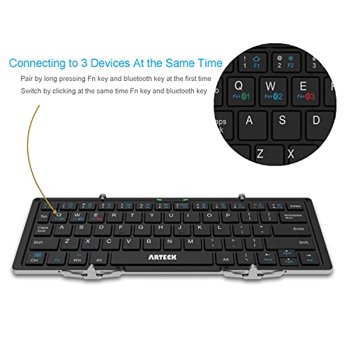 Arteck Folding Bluetooth Keyboard, Portable Mini Foldable Wireless Keyboard for iOS iPad 10.2-inch, Pro, Air, 9.7-inch, Mini, Android, MacOS, Windows Tablets Smartphone Built in Rechargeable Battery - Image 2