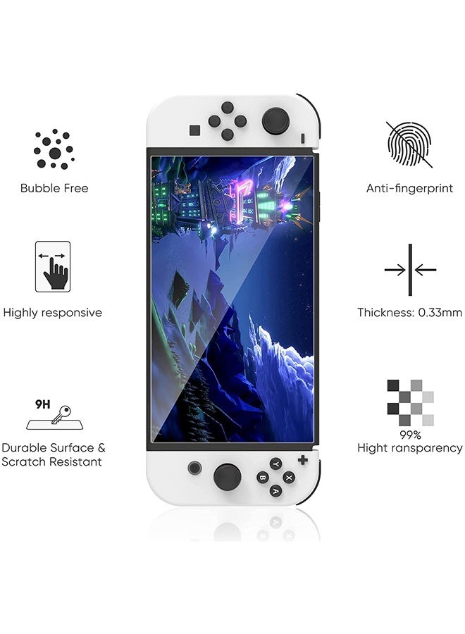 بشكل مختصر [حزمة من 3 قطع] حماية شاشة زجاجية لننتندو سويتش OLED 2021، حماية شاشة زجاجية مصلب عالية الجودة 9H لننتندو سويتش OLED بحجم 7 بوصة - Image 3
