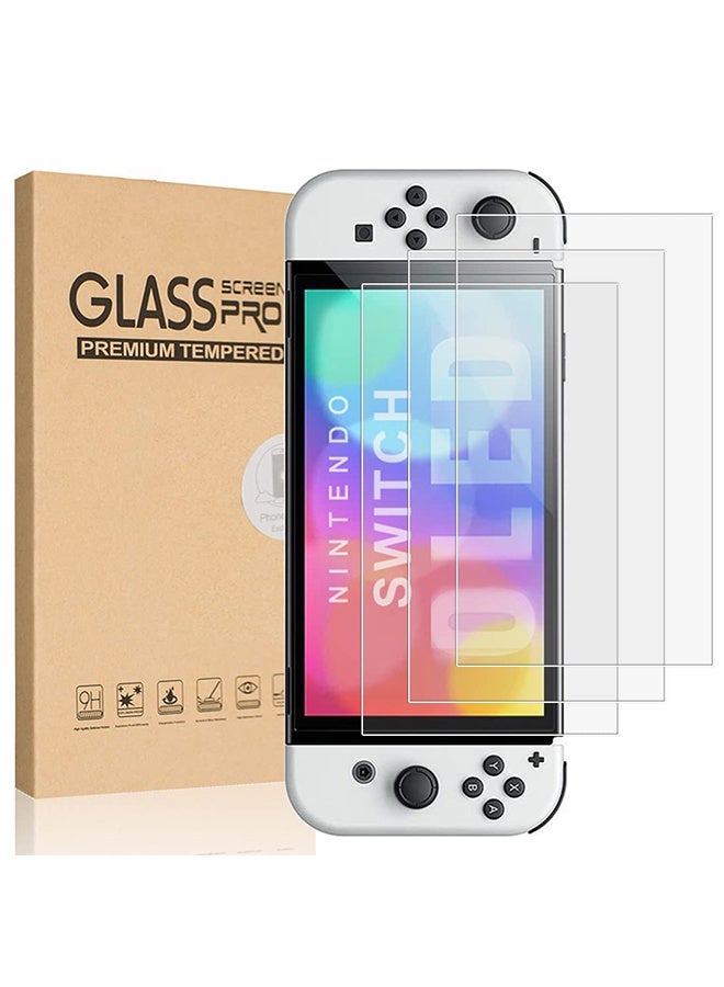 بشكل مختصر [حزمة من 3 قطع] حماية شاشة زجاجية لننتندو سويتش OLED 2021، حماية شاشة زجاجية مصلب عالية الجودة 9H لننتندو سويتش OLED بحجم 7 بوصة - Image 1