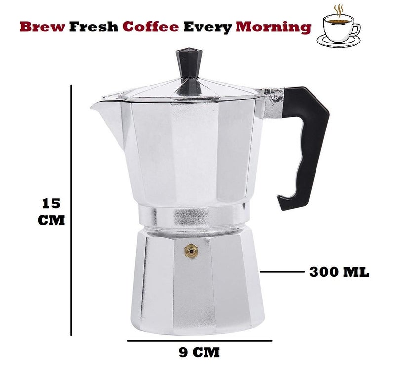 Definite Aluminum Stovetop Espresso Coffee Maker – 3 Cup Moka Pot for Rich Italian Coffee | Classic Silver Percolator | Easy to Use, Heat-Resistant Handle | Perfect for Home & Office Brewing - Image 2