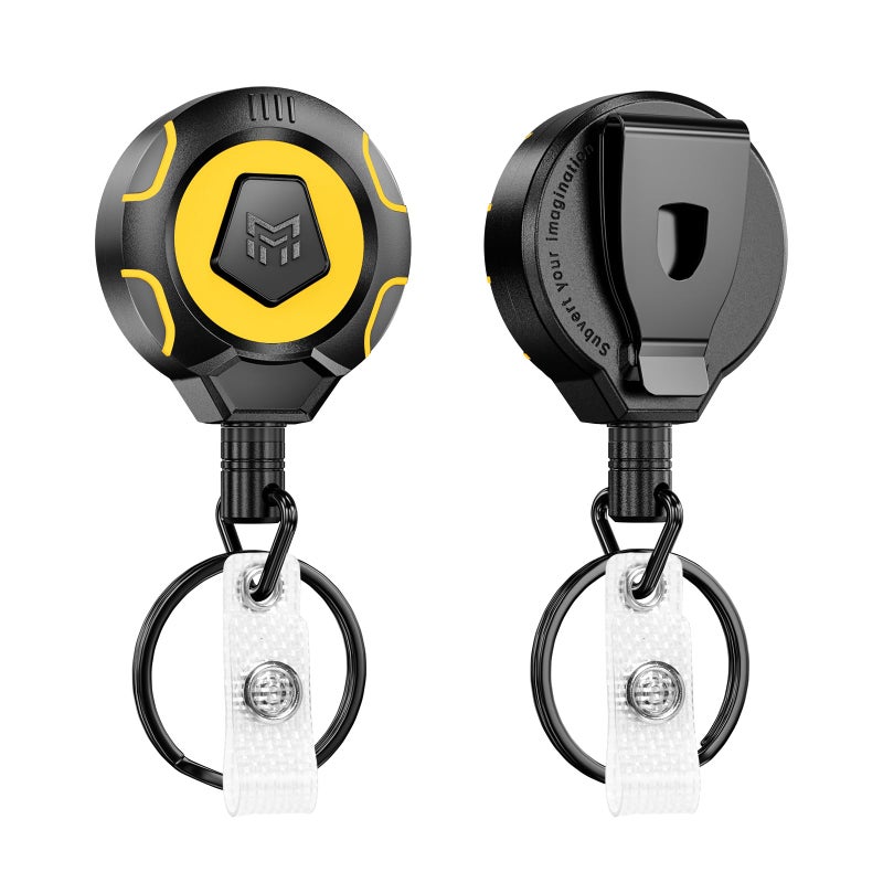 MNGARISTA Upgraded Heavy Duty Retractable Keychain with Belt Clip, 10 OZ Retraction, 31.5" Stainless Steel Cord, ID Badge Reel with Badge Strap and Key Ring, 2 Pack - Image 1