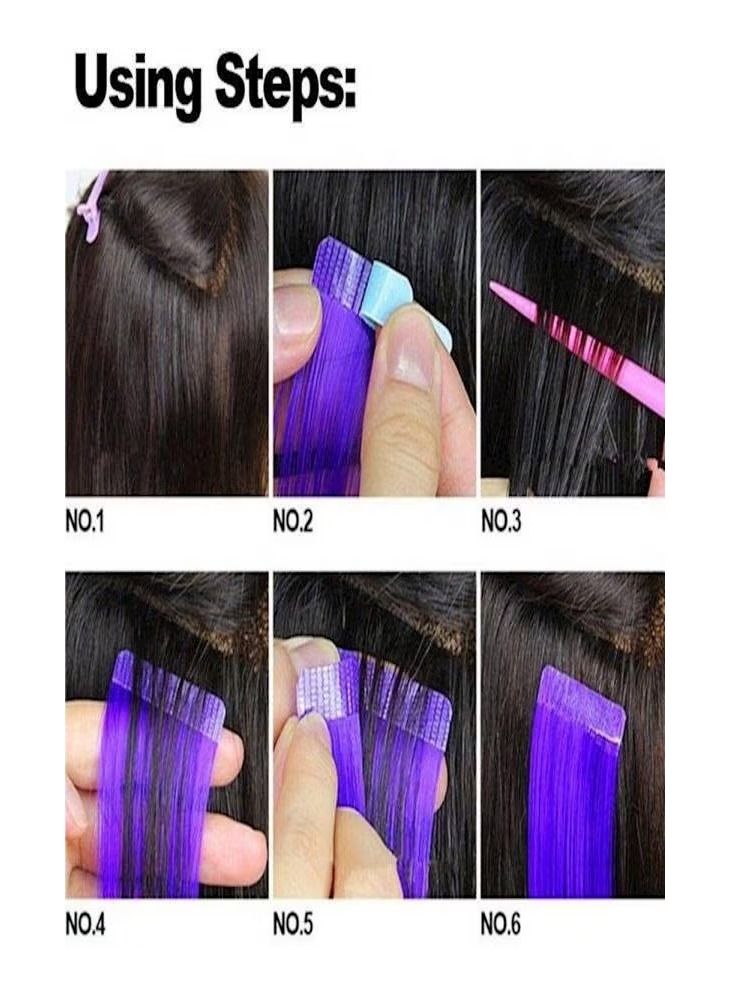 أوريتي 60 قطعة شريط شعر مزدوج الجانب أزرق/أبيض 4x8 سم - Image 5