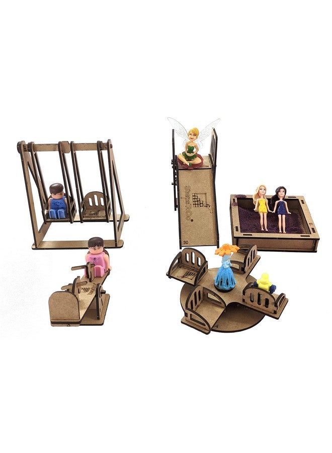 StepsToDo StepsToDo Wooden Playground Furniture Making & Painting Kit. for Dolls. Includes Furniture Slide, Swing, Seesaw, Sandtray. Pine Wood. No Hammer, Glue Required.  - Image 2