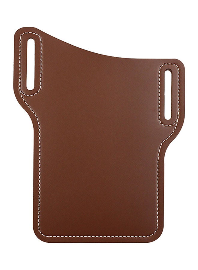 Men Outdoor Belt Waist Bag Faux Leather Case Pouch Cell Phone Card Holder Cover Brown - Image 1