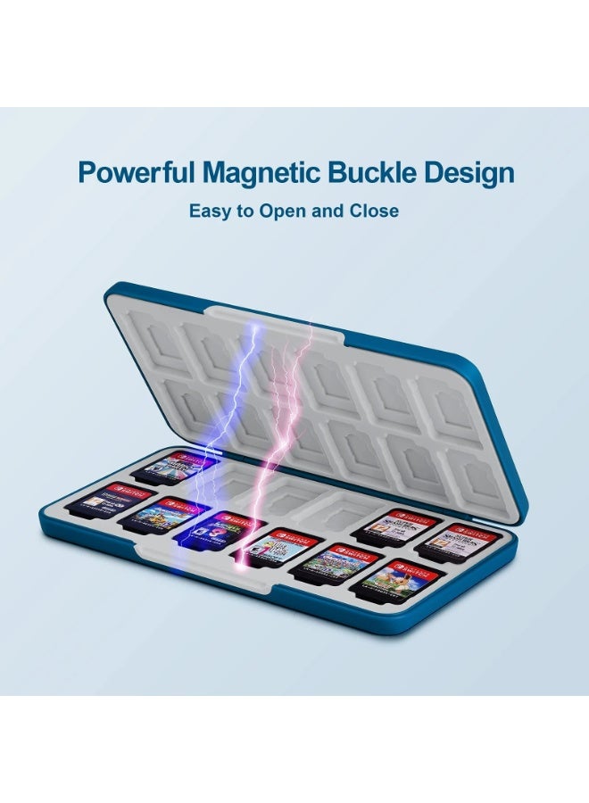 Game Card Case for Nintendo Switch OLED Game Card Micro SD Memory Card with 24 Game Card Slots and 24 Micro SD Card Slots, Carbon Fiber Surface Shell Silicone Lining Portable Cassette Storage Box, Snorlax Cartoon Appearance, Magnetic Clasp, Protect Your Game Cards from Damage, Easy to Access (Game Cards Not Included)  - Image 2