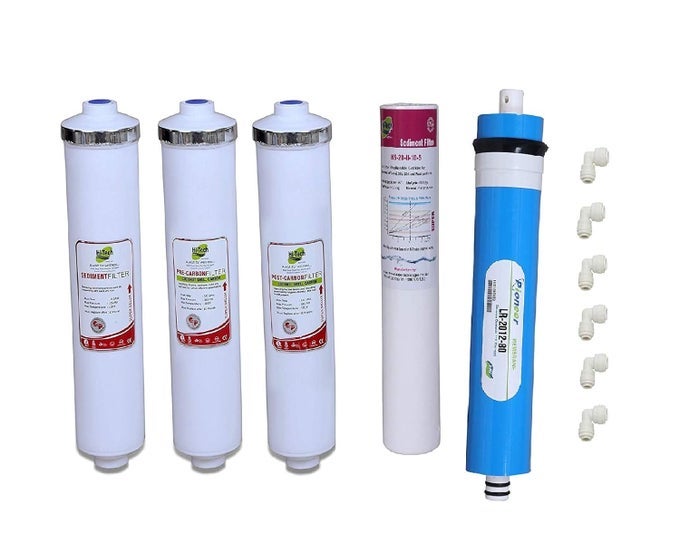 WATER FILTER RO PURIFIER COMPLETE SERVICE KIT WITH 80 GPD MEMBRANE, SEDIMENT, PRE CARBON, POST CARBON, PRE FILTER COMPATIBLE WITH KENT/DOLPHIN/REVIVA/AQUAGRAND