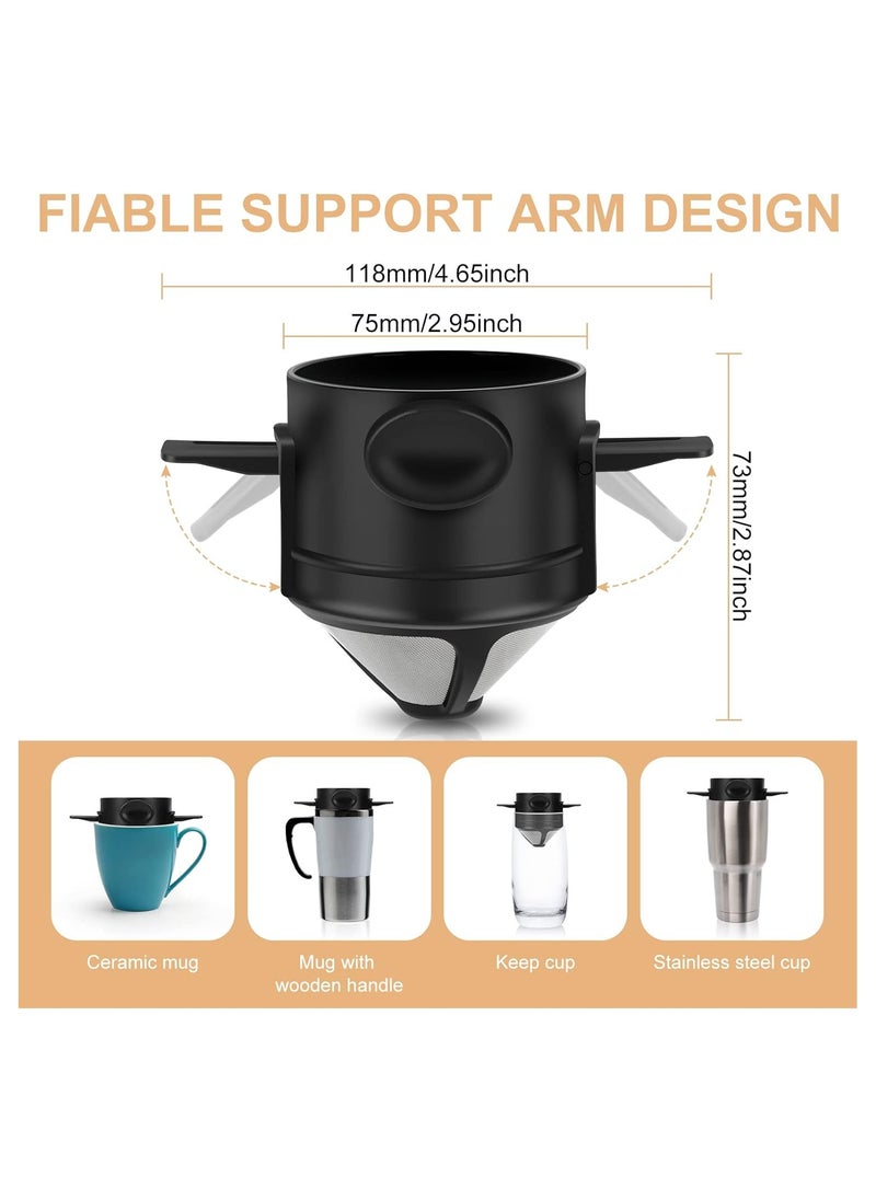 Generic Pour Over Coffee Maker,Portable Stainless Steel Reusable Coffee Filter, Mini Collapsible Paperless Single Serve 1 Cup Coffee Dripper Cup Easy To Clean For Travel Camping  - Image 2