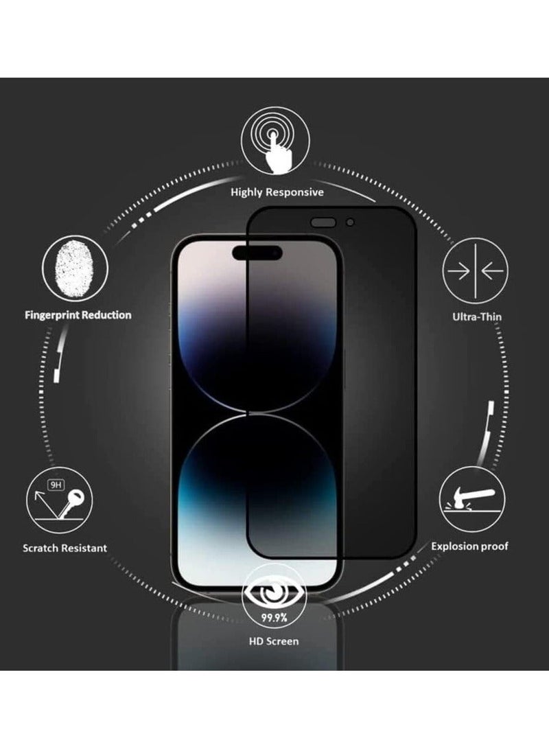 راكسوم واقي شاشة لحماية خصوصية هاتف iPhone 14 Pro Max، مصنوع من زجاج مقوى مضاد للتجسس، صلابة 9H، مقاوم للخدوش، خالٍ من الفقاعات. - Image 2