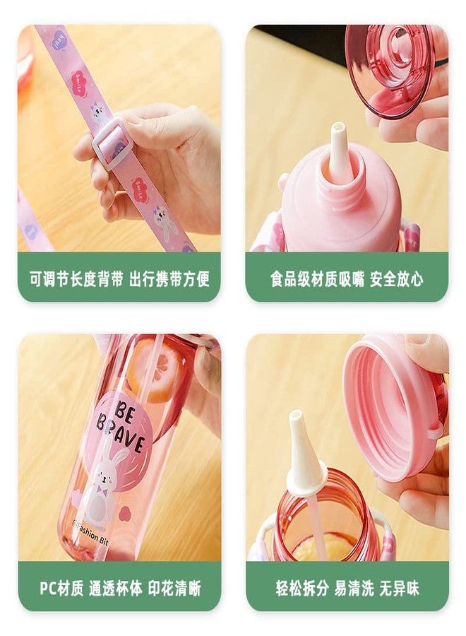 TEMSON Cute Water Bottle for Kids - Cartoon Animal Design Sipper Bottle with Straw and Adjustable Strap Stylish Water Bottle with Sipper, School Water Bottle for Kids - 520 ML(FB-5385) (Black) - Image 3