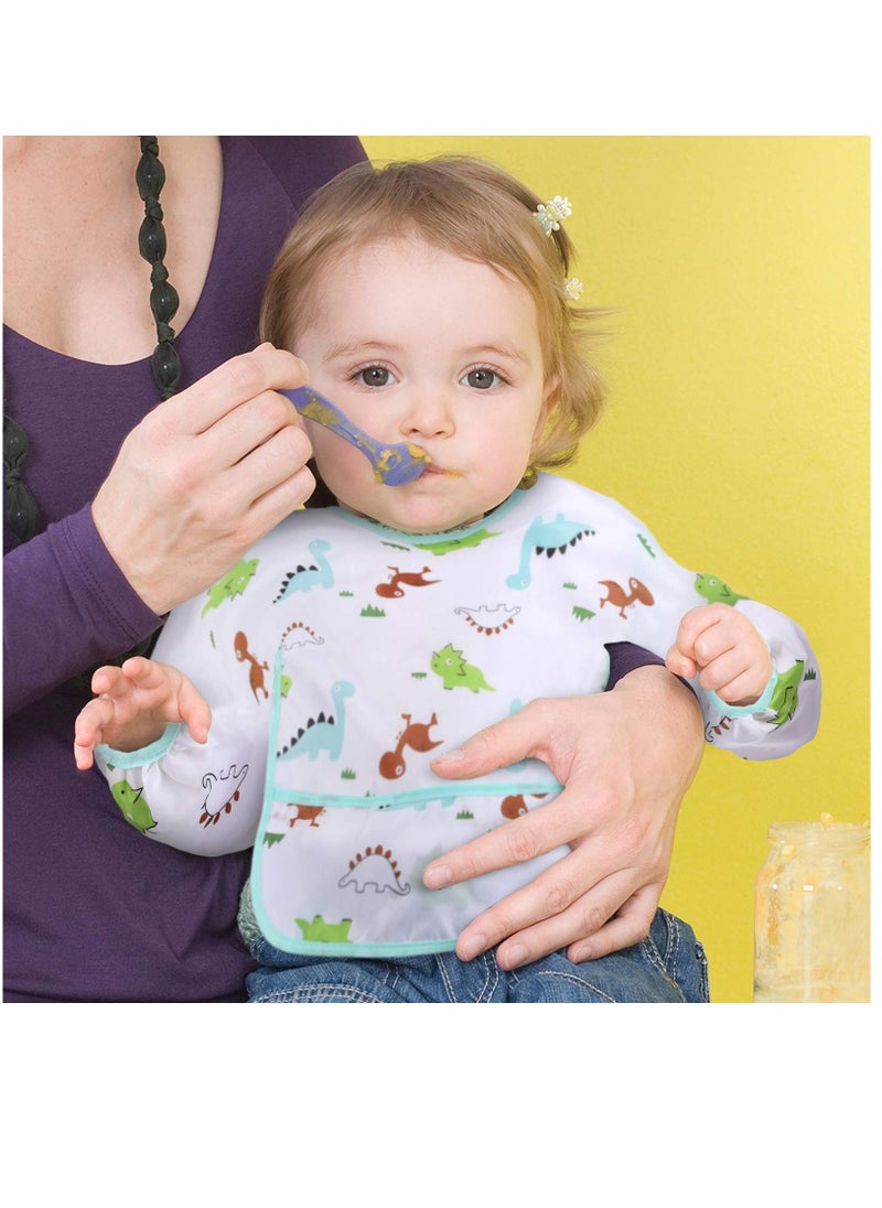 Arabest - 4 Pack Long Sleeve Baby Bibs, Waterproof Sleeved Bib, Toddler Soft Bib for 6-24 Months M - Image 1