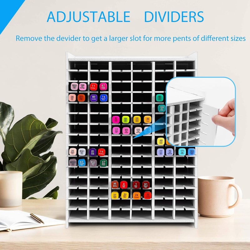 Yrangee Art Marker Storage Rack for 180 Markers, Watercolour Brushes Pens Color Pencils Organizer Holder for Desk - Image 3