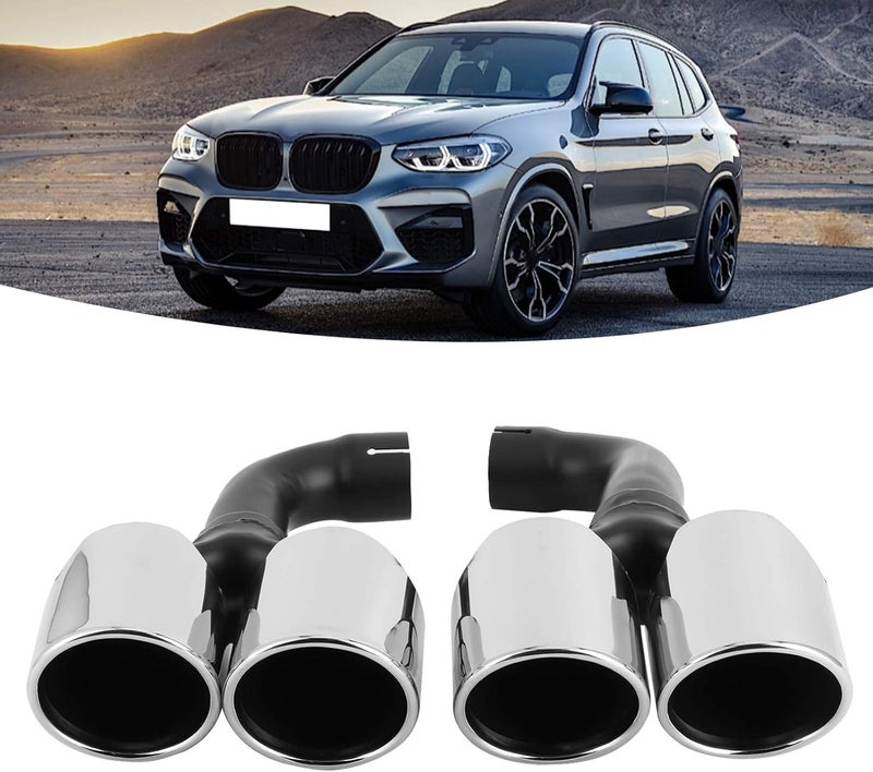klarako Chrome Quad Exhaust Muffler Tips End Pipe Trim Fits for X3 G01 X4 G02 M Sport 2019?2021 - Image 2