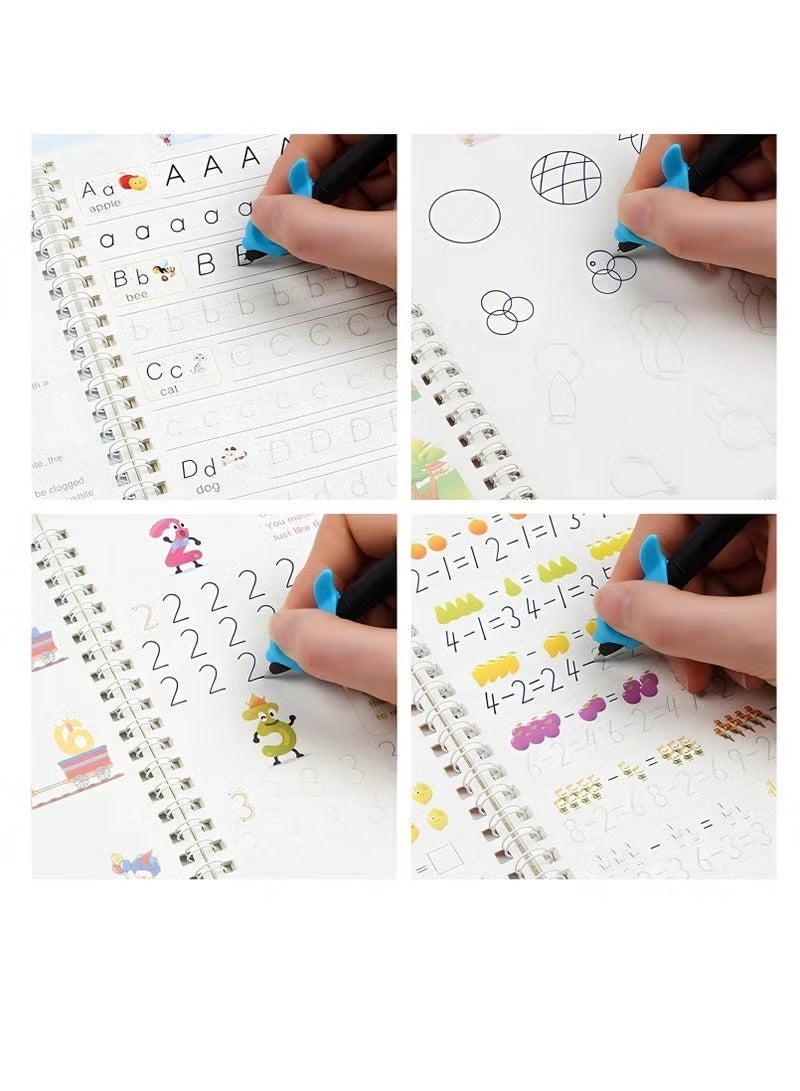 Magic Practice Copybook | Magic Ink Copybooks for Kids | Calligraphy Book Set | Reusable Handwriting Workbooks for Preschools | Grooves Template Design and Handwriting Aid Copybook (4pcs) - Image 3
