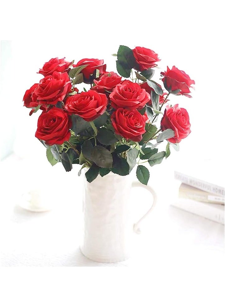 Generic 10pcs Artificial Silk Rose Bouquet Jasion, Suitable for Party, Home, Wedding Decoration (Red)  - Image 2