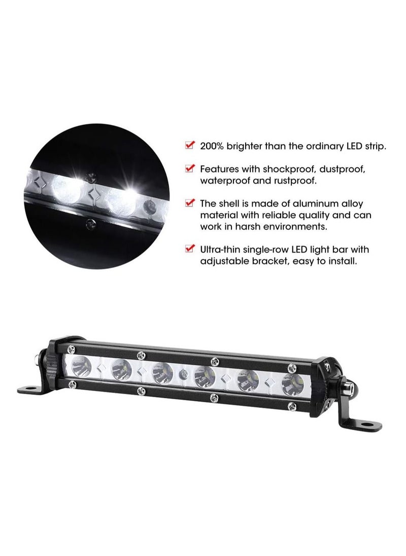 Toby's 12V Auto Work Light Led Waterproof,7in 18W 6LED 6000K White Work Light IP67 Ultra Slim Lamp Bar Stripe for Offroad Ships Auto  - Image 5