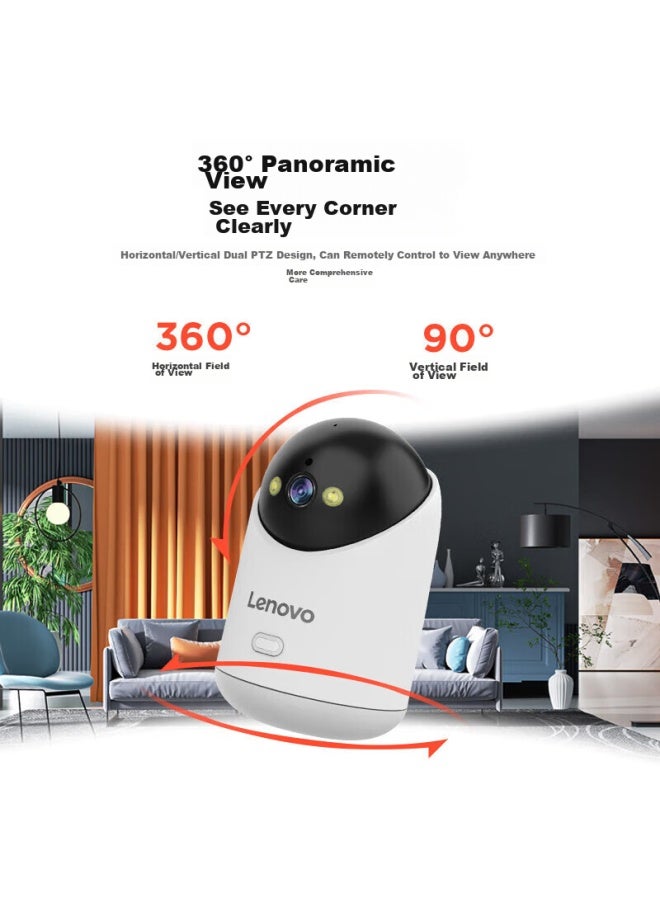 Lenovo 5 Million Pixel Camera Home Surveillance System With Wireless Wifi, 360-Degree Coverage, Night Vision, Panoramic View, Voice Control, Remote Mobile Access, Indoor Ptz, Two-Way Audio For Home Use - Image 4
