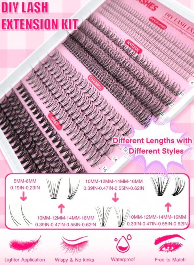 Shein 480pcs Individual Eyelash Clusters Multi-Types Natural Looking 4 Styles Lower Lash Clusters, Light Volume, 7D Discontinuous, 40D Feathery Clusters&Super Soft&Super Light Reusable Eyelash Extension Kit for Beginners at Home or On-the-Go for Daily Life&Wedding&Dating&Party&Music Festivals&Halloween with Applicator and Sealer&Eyelash Tweezers&2 Eyelash Brushes - Image 3