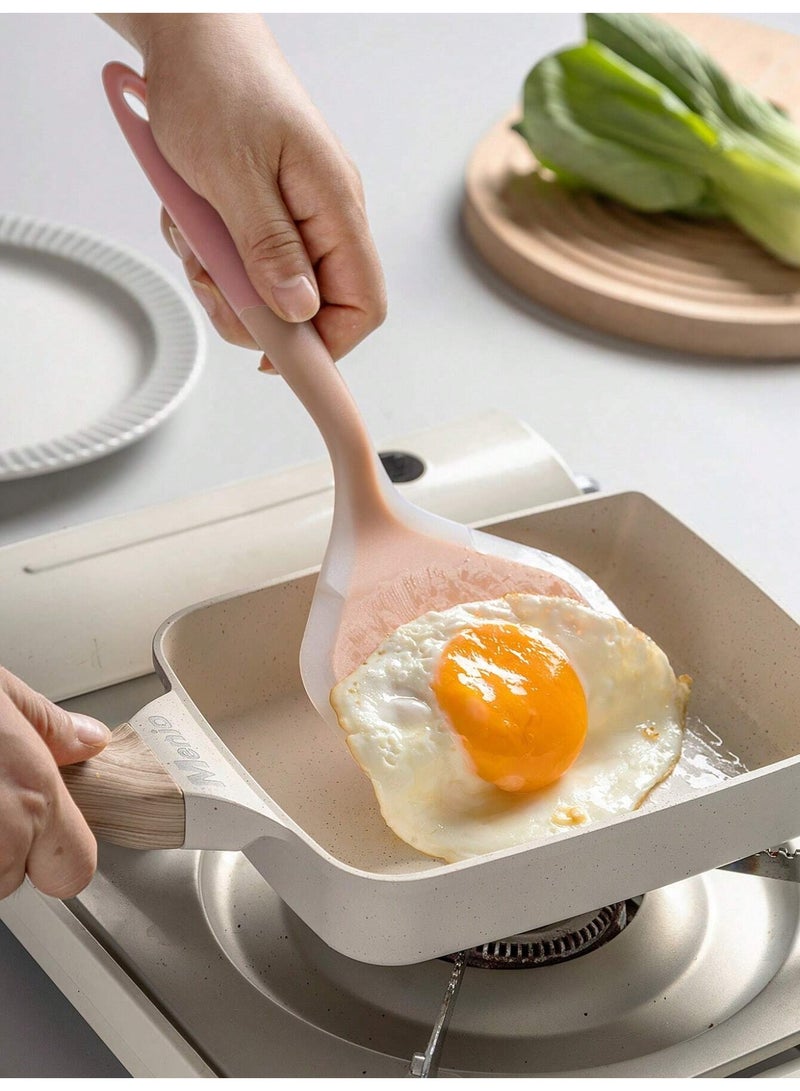 Fasola Silicone Spatula, 1 Piece Wide Mouth Omelette Spatula, Food Grade Integrated Silicone Spatula, High Temperature Resistant Kitchen Spatula for Frying Egg and Fish, Professional Silicone Turner and Silicone Scraper for Non-stick Pans, Durable Cooking Spatula for Modern Home Kitchen (Pink) - Image 3