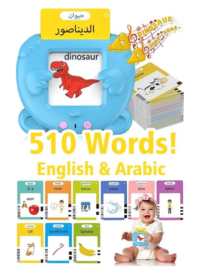 TEAM LUXURY - Talking Flash Cards,510 Words Audible Flash Cards Toy with Sound Effects for 2 3 4 5 Years Old Kids, Educational Learning Resource Electronic Interactive Toys Birthday Gift for 2-5 Year Old Kids - Image 1