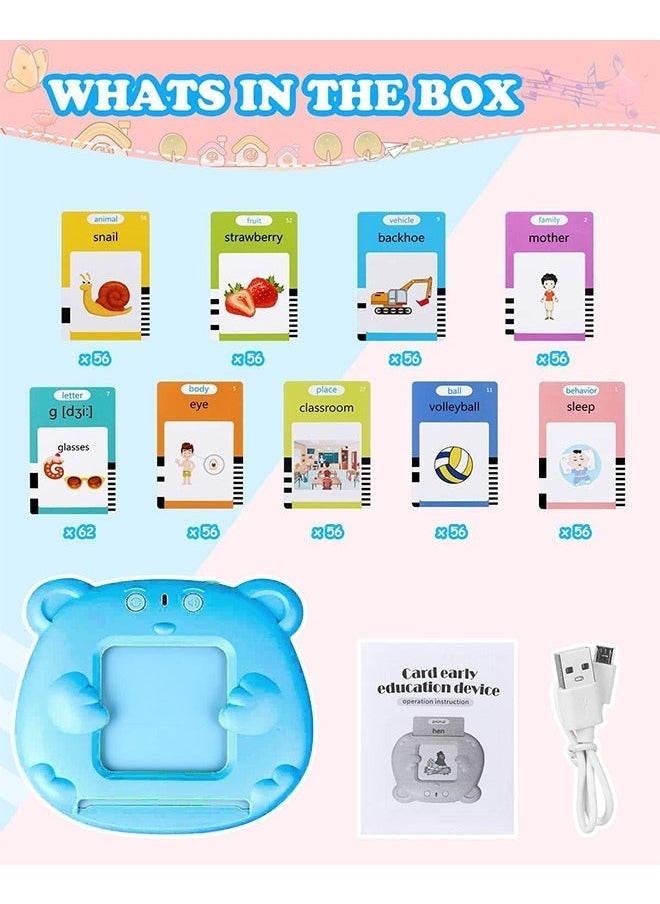 TEAM LUXURY - Talking Flash Cards,510 Words Audible Flash Cards Toy with Sound Effects for 2 3 4 5 Years Old Kids, Educational Learning Resource Electronic Interactive Toys Birthday Gift for 2-5 Year Old Kids - Image 1