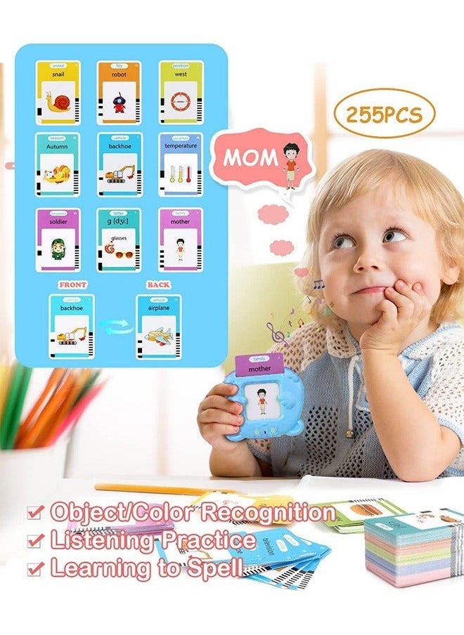 TEAM LUXURY - Talking Flash Cards,510 Words Audible Flash Cards Toy with Sound Effects for 2 3 4 5 Years Old Kids, Educational Learning Resource Electronic Interactive Toys Birthday Gift for 2-5 Year Old Kids - Image 1
