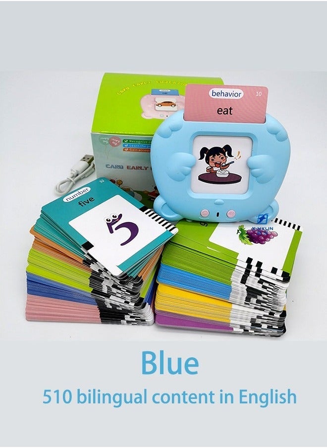 TEAM LUXURY - Talking Flash Cards,510 Words Audible Flash Cards Toy with Sound Effects for 2 3 4 5 Years Old Kids, Educational Learning Resource Electronic Interactive Toys Birthday Gift for 2-5 Year Old Kids - Image 1