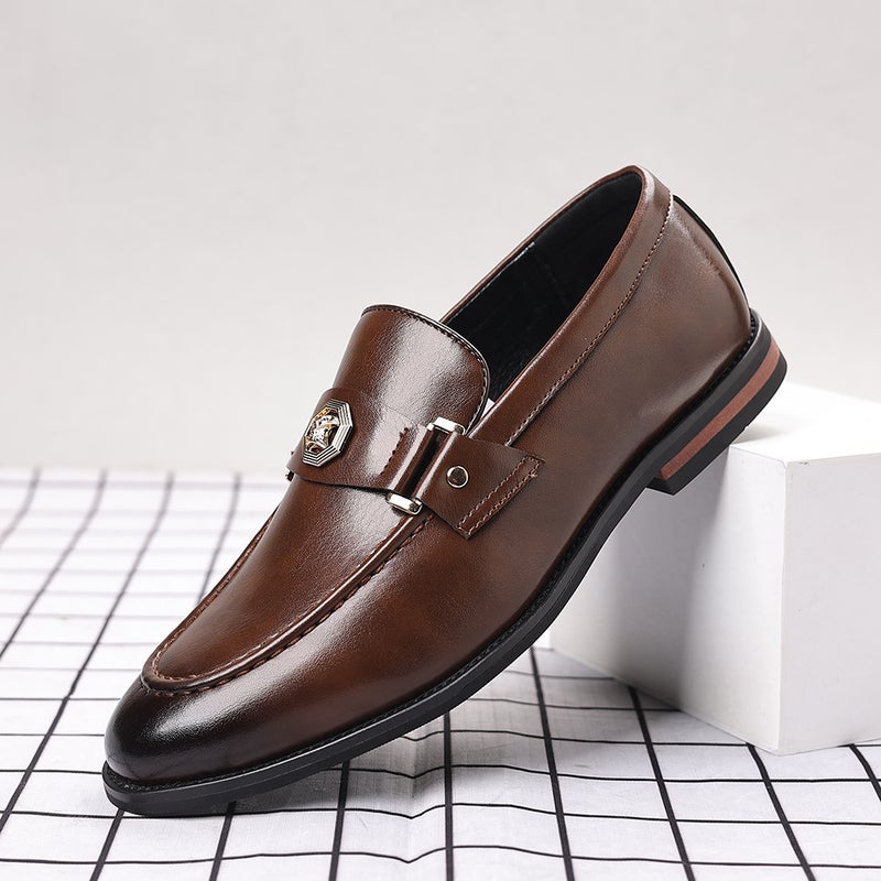 Men'S British Casual Leather Shoes For , Large Size Metal Buckle Slip-On Men'S Shoes, Fashionable Men'S Loafers - Image 3