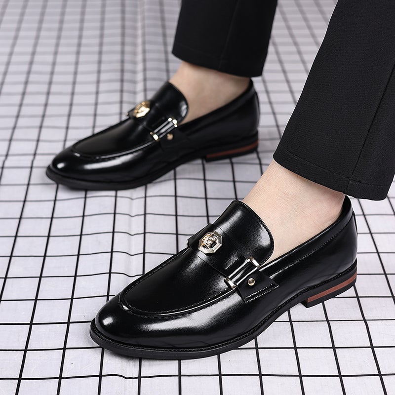 Men'S British Casual Leather Shoes For , Large Size Metal Buckle Slip-On Men'S Shoes, Fashionable Men'S Loafers - Image 2