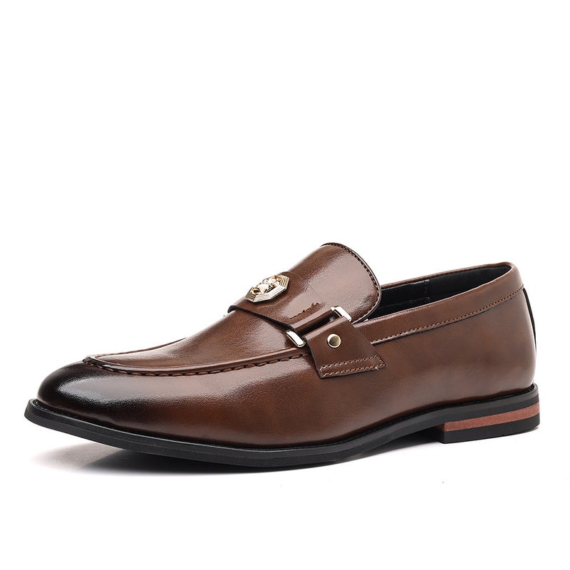 Men'S British Casual Leather Shoes For , Large Size Metal Buckle Slip-On Men'S Shoes, Fashionable Men'S Loafers - Image 1