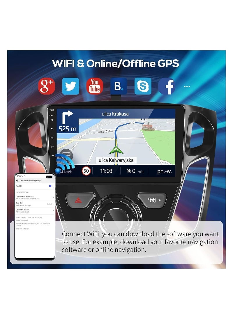 SHEZA STAR Android Screen For Ford Focus 2012 To 2018 4GB RAM 64GB Memory Support Apple Carplay Android Auto Full HD Touch Screen built In Bluetooth USB Radio WiFi Play Store Backup Camera included  - Image 3