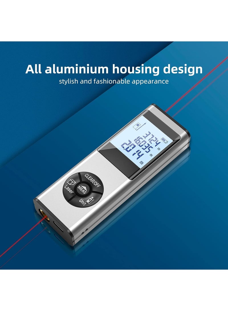 HongSheng 100M/328Ft Digital Laser Distance Meter with Cross-Line Laser, Rechargeable Aluminum Laser Measure, Laser Measuring Tool, Laser Tape Measure, M/in/Ft Unit Switching, Measure Distance, Area, Volume - Image 3
