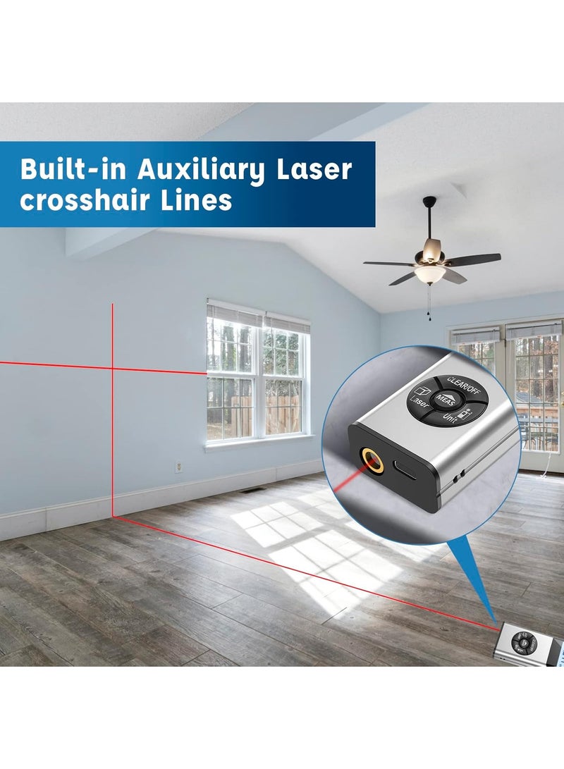 HongSheng 100M/328Ft Digital Laser Distance Meter with Cross-Line Laser, Rechargeable Aluminum Laser Measure, Laser Measuring Tool, Laser Tape Measure, M/in/Ft Unit Switching, Measure Distance, Area, Volume - Image 4