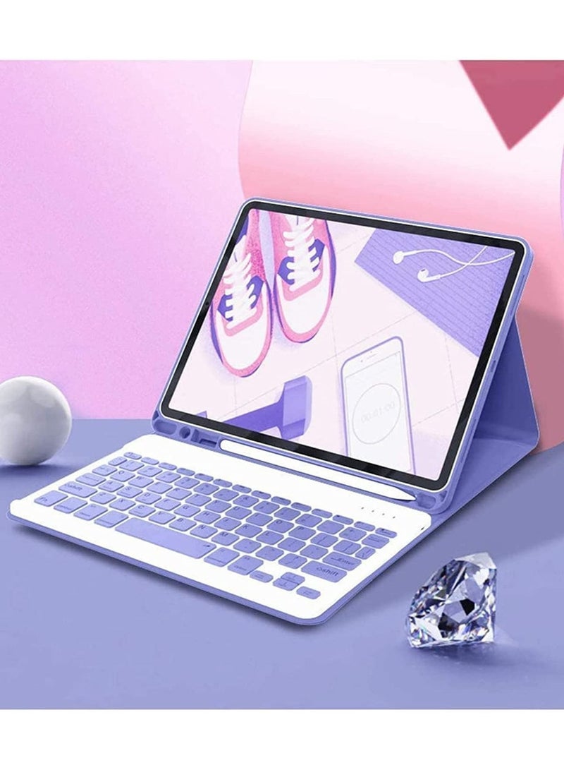 حافظة لوحة مفاتيح ثنائية اللغة متوافقة مع جهاز Honor Pad 9 مقاس 12.1 بوصة، غطاء واقٍ قابل للفصل ولوحة مفاتيح لاسلكية وحامل قلم وغطاء ذكي من الجلد فائق النحافة مع ماوس - Image 4