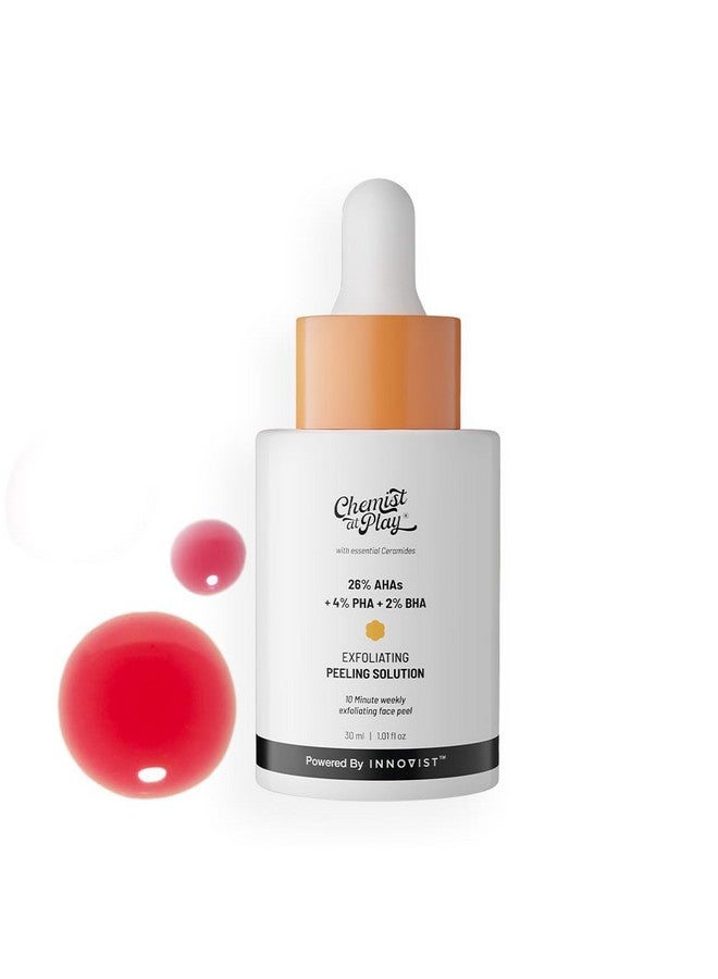 كيميست_أت_بلاي محلول تقشير 26% Aha و2% Bha و4% Pha | مقشر كيميائي للوجه | حمض الجليكوليك (Aha)، وحمض الساليسيليك (Bha)، وحمض اللاكتوبينويك (Pha) | تقشير تان أوف لمدة 10 دقائق | تم اختباره بواسطة الجلد | 30 مل - Image 1
