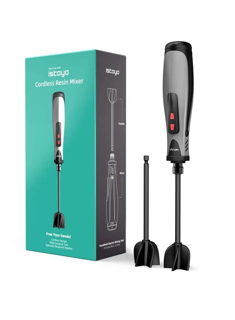 ISTOYO ISTOYO Resin Mixer, Handheld Battery Epoxy Mixer for Minimizing Bubbles, Epoxy Resin Mixer, Resin Stirrer for Resin, Silicone Mixing, Resin Molds, Resin Supplies, DIY Crafts (Included 2 pcs Paddles) - Image 1
