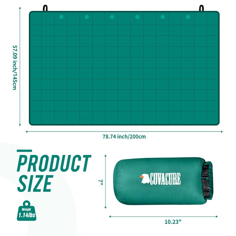 covacure Camping Blanket - Waterproof Outdoor Blanket, Packable & Lightweight, Warm Puffy Quilt for Camping, Hiking, Backpacking, Travel, Beach Essentials (Down Green) - Image 2