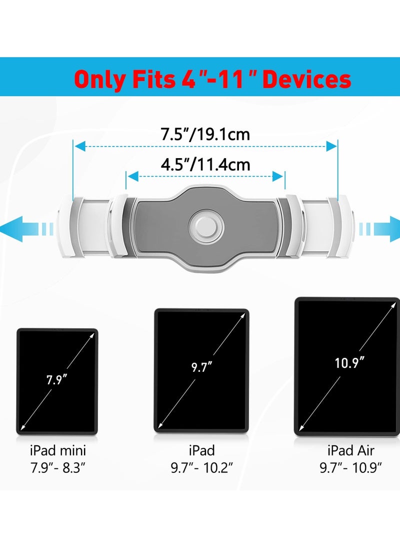 Captaintech Adjustable Multi-Angle Tablet Stand, 360° Rotates Tablet Holder Universal, iPad Desk Mount, Compatible with 4”-11" iPad/Mini/Air/Pro, Suitable for Home Office (White) - Image 2