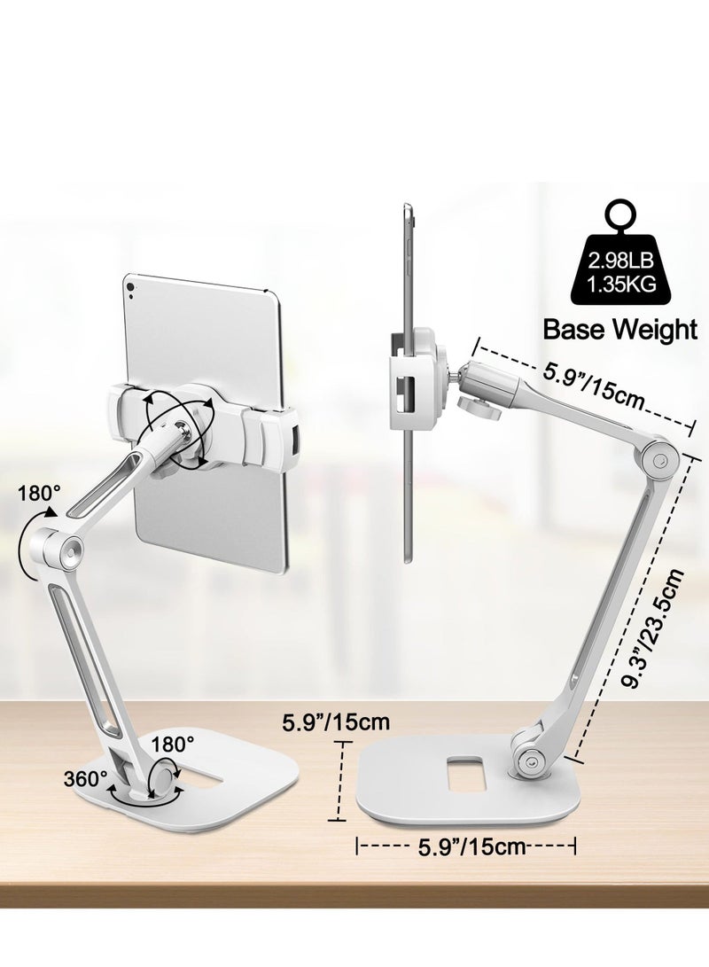 Captaintech Adjustable Multi-Angle Tablet Stand, 360° Rotates Tablet Holder Universal, iPad Desk Mount, Compatible with 4”-11" iPad/Mini/Air/Pro, Suitable for Home Office (White) - Image 5