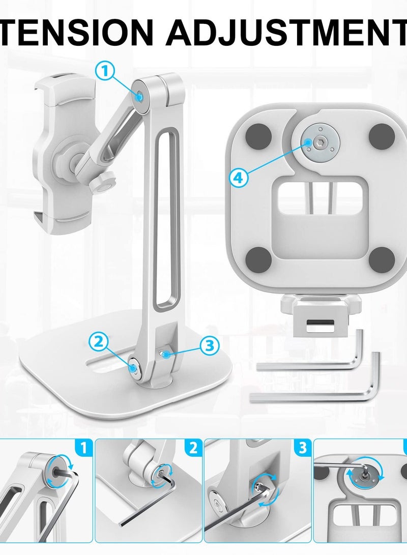 Captaintech Adjustable Multi-Angle Tablet Stand, 360° Rotates Tablet Holder Universal, iPad Desk Mount, Compatible with 4”-11" iPad/Mini/Air/Pro, Suitable for Home Office (White) - Image 3