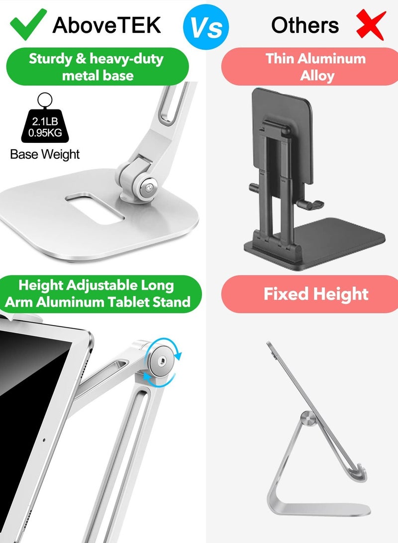 Captaintech Adjustable Multi-Angle Tablet Stand, 360° Rotates Tablet Holder Universal, iPad Desk Mount, Compatible with 4”-11" iPad/Mini/Air/Pro, Suitable for Home Office (White) - Image 4