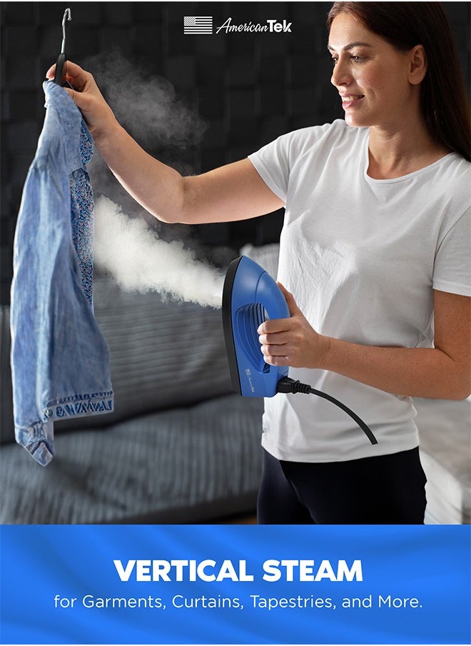 American Tek - Powerful Steam Iron with constant steam-Non Stick and Fast Heating Blue - Image 1