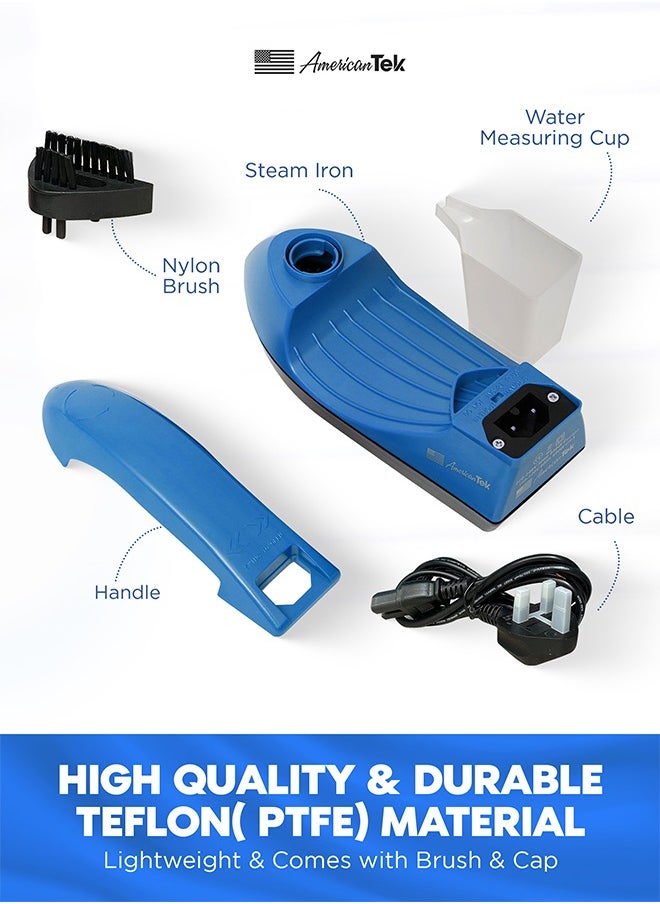American Tek - Powerful Steam Iron with constant steam-Non Stick and Fast Heating Blue - Image 1