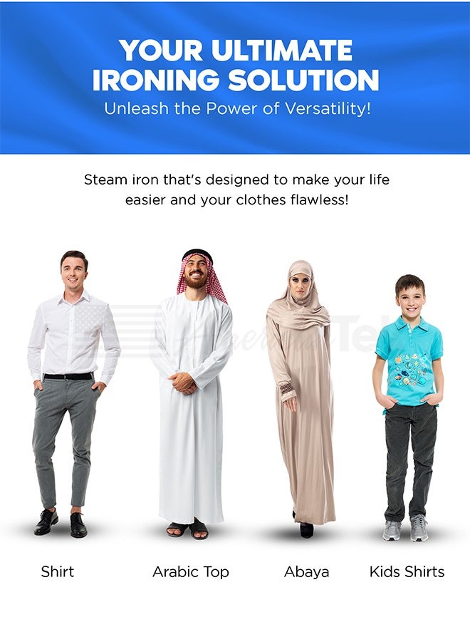 American Tek - Powerful Steam Iron with constant steam-Non Stick and Fast Heating Blue - Image 1
