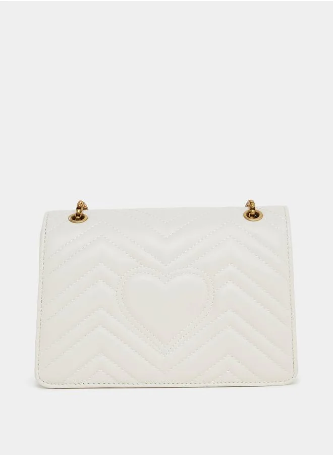 Styli Textured Buckle Quilted Shoulder Bag
