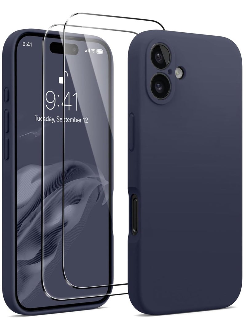 ELTRAZONE Compatible with iPhone 16 Plus Case, Silicone Upgraded [Camera Protection], [Compatible with MagSafe], Anti-Scratch Microfiber Lining Inside with 2 Screen Protectors – Midnight Blue - Image 1