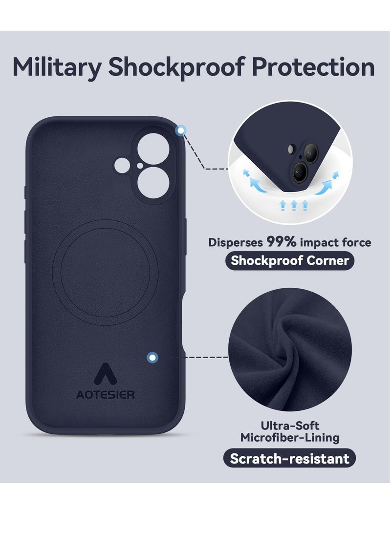 ELTRAZONE Compatible with iPhone 16 Plus Case, Silicone Upgraded [Camera Protection], [Compatible with MagSafe], Anti-Scratch Microfiber Lining Inside with 2 Screen Protectors – Midnight Blue - Image 4