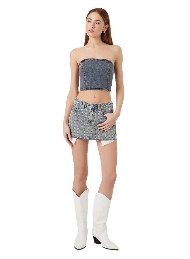 FOREVER 21 Mineral Wash Denim Tube Top - Image 1