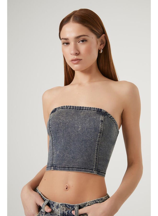 FOREVER 21 Mineral Wash Denim Tube Top - Image 2